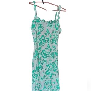 Draper James RSVP Green Floral Ruffle Trim Classy Dress sz 10 Hawaiian